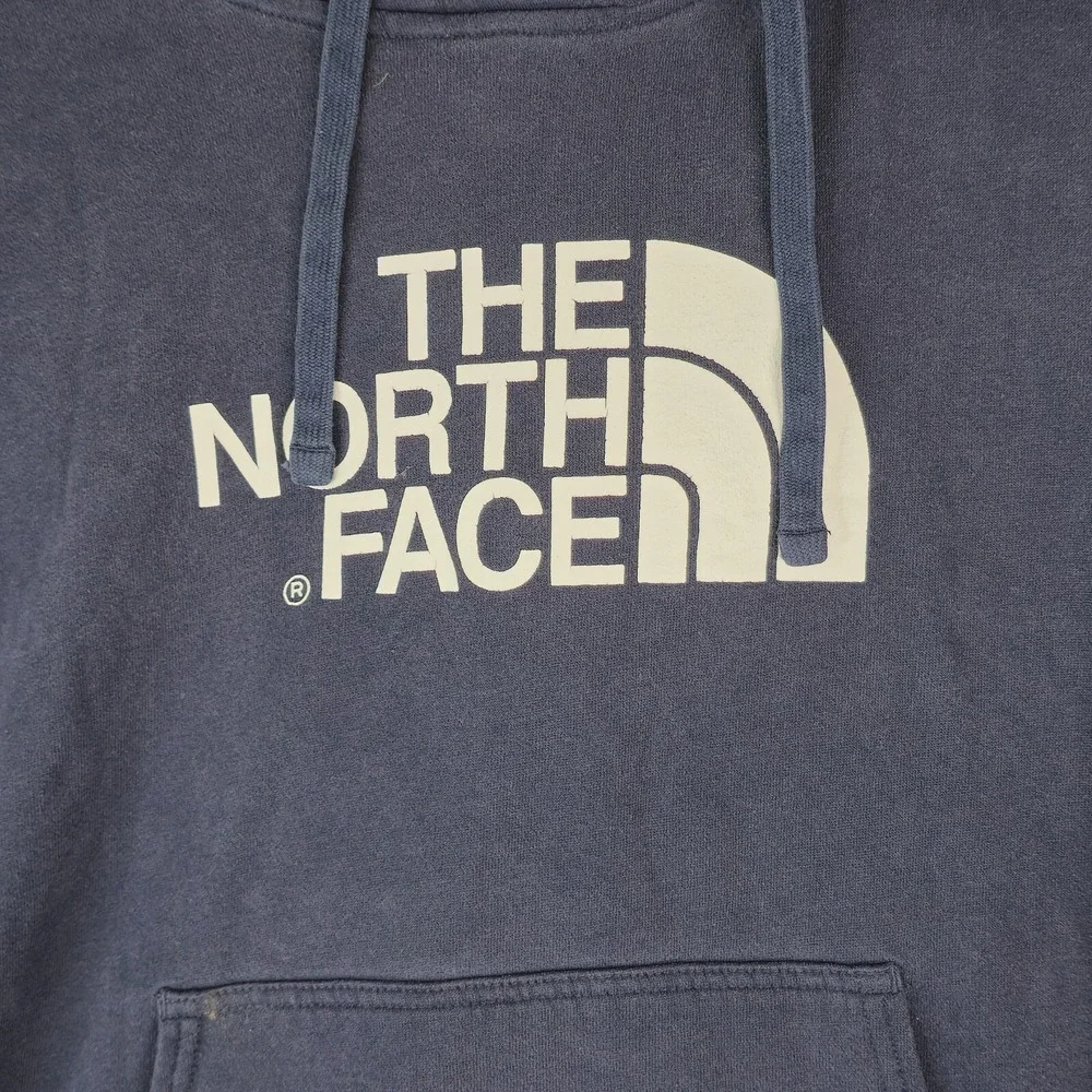 The North Face Hoodie Mens Medium Big Logo Pullover Sweater Blue‎